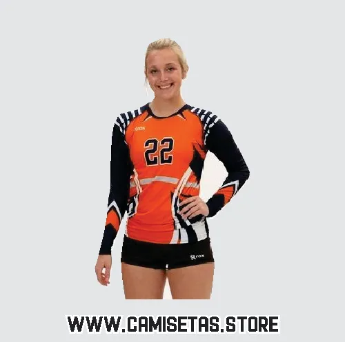 camiseta personalizada manga larga para voley de mujer